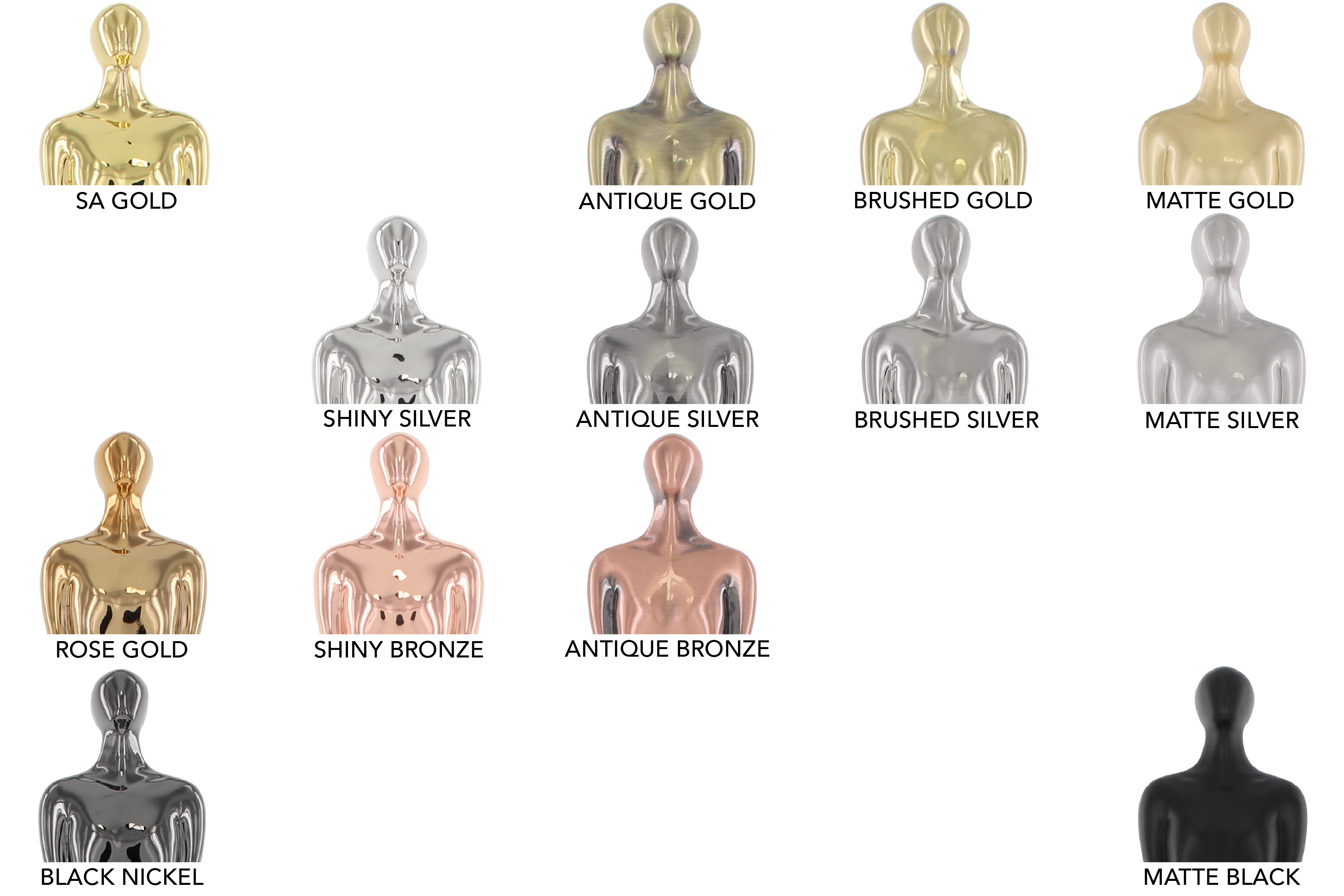Chart of Society Awards custom electroplated finish examples